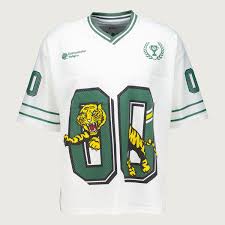 Saints Studios Tiger Graphic Soccer Jersey – Oversized Off White Streetwear Jersey for Men